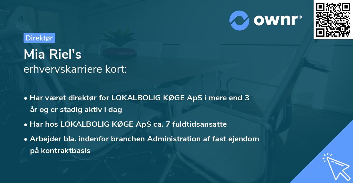 Mia Riel's erhvervskarriere kort