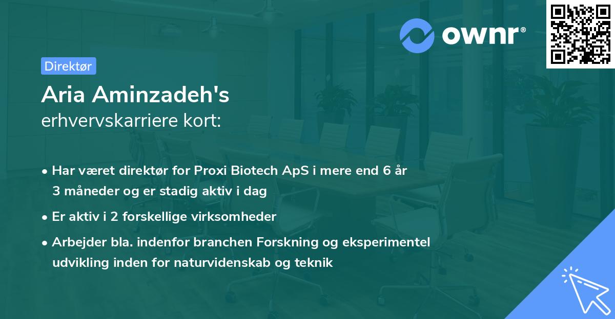 Aria Aminzadeh's erhvervskarriere kort