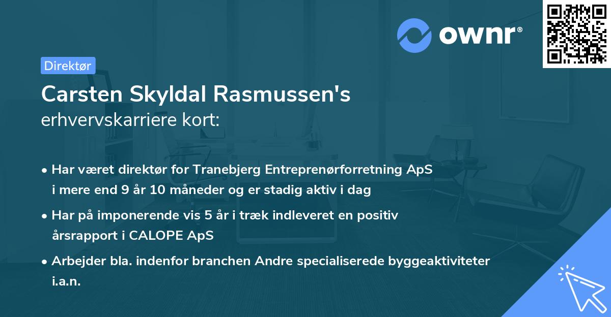 Carsten Skyldal Rasmussen's erhvervskarriere kort