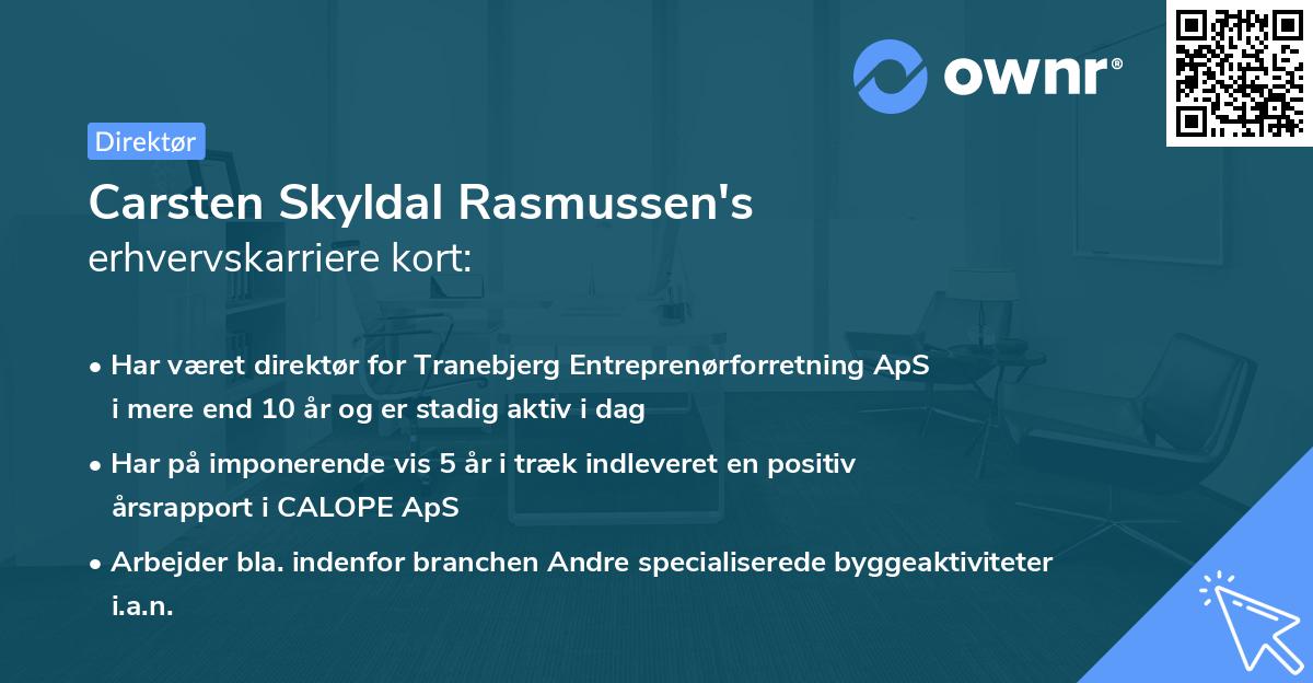 Carsten Skyldal Rasmussen's erhvervskarriere kort