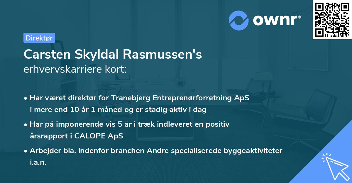 Carsten Skyldal Rasmussen's erhvervskarriere kort