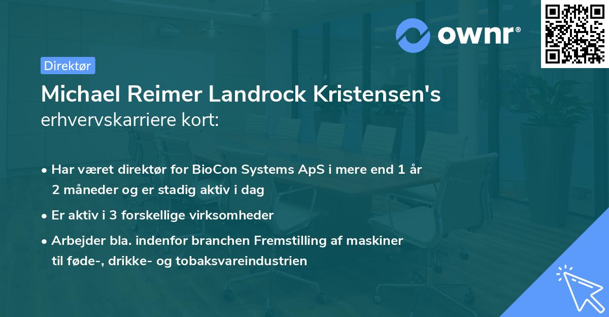 Michael Reimer Landrock Kristensen's erhvervskarriere kort