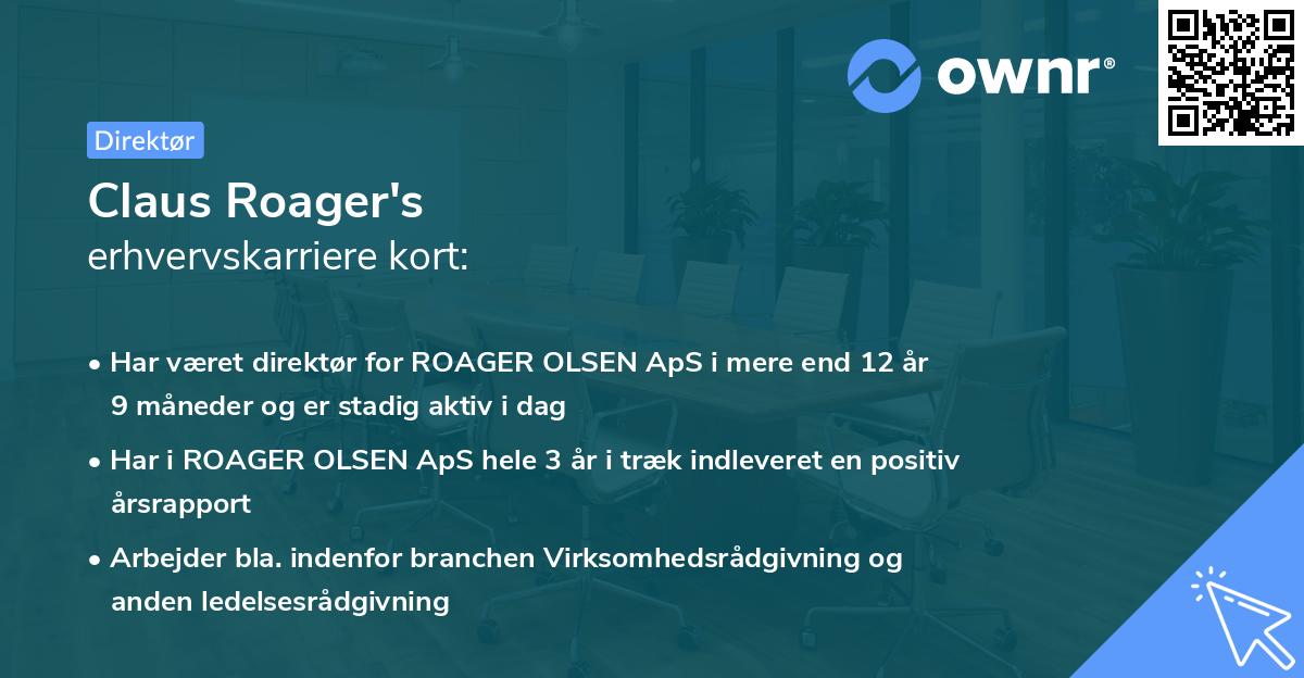 Claus Roager's erhvervskarriere kort