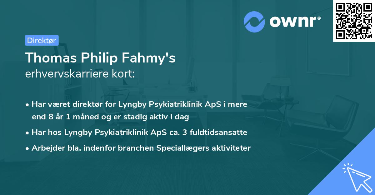 Thomas Philip Fahmy's erhvervskarriere kort