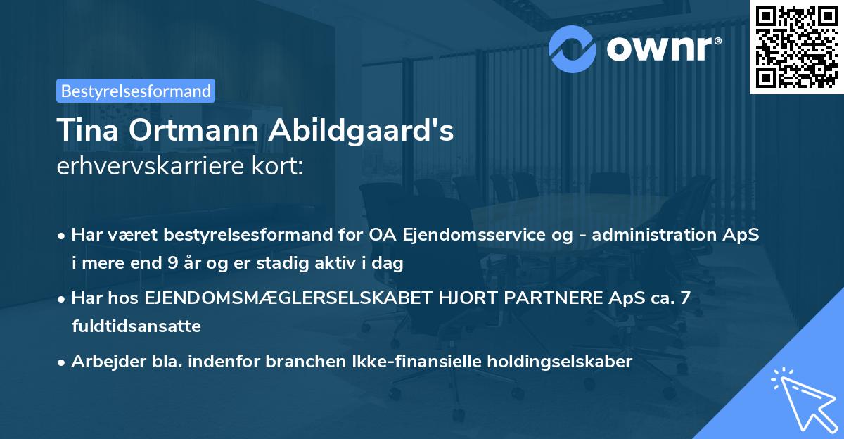 Tina Ortmann Abildgaard's erhvervskarriere kort