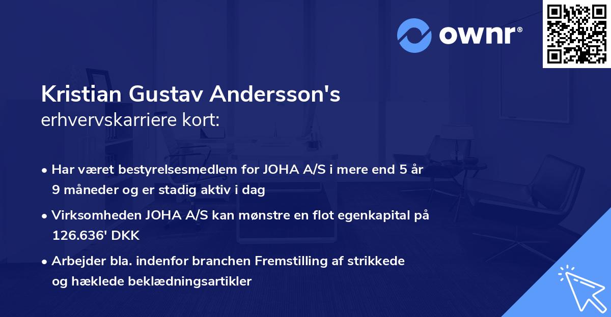 Kristian Gustav Andersson's erhvervskarriere kort