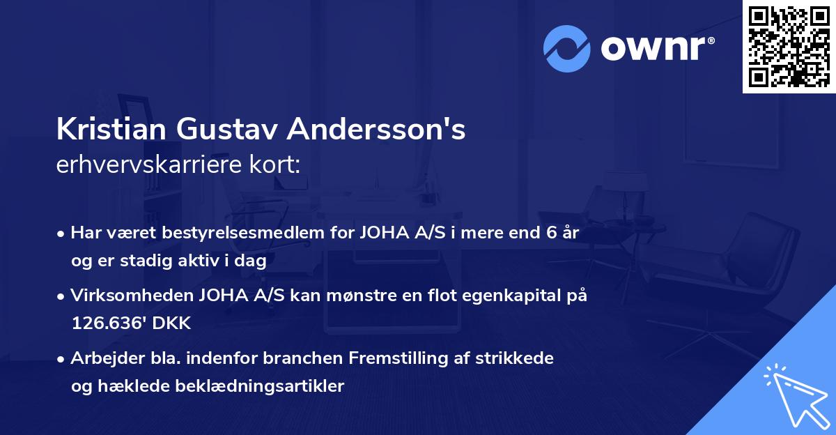 Kristian Gustav Andersson's erhvervskarriere kort