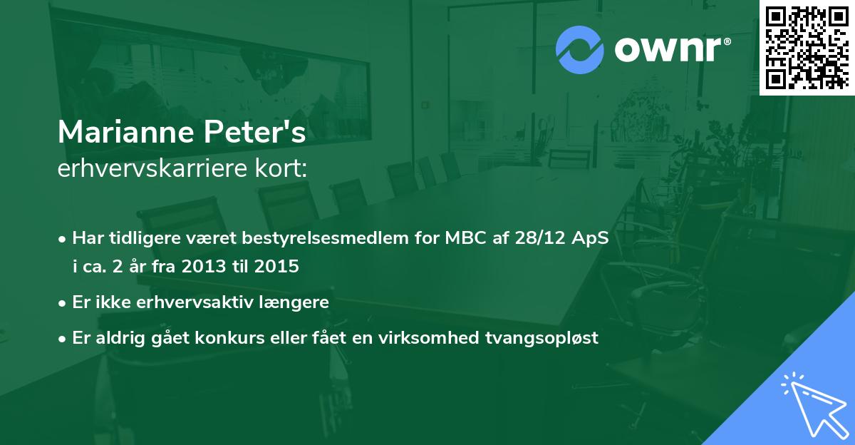 Marianne Peter's erhvervskarriere kort