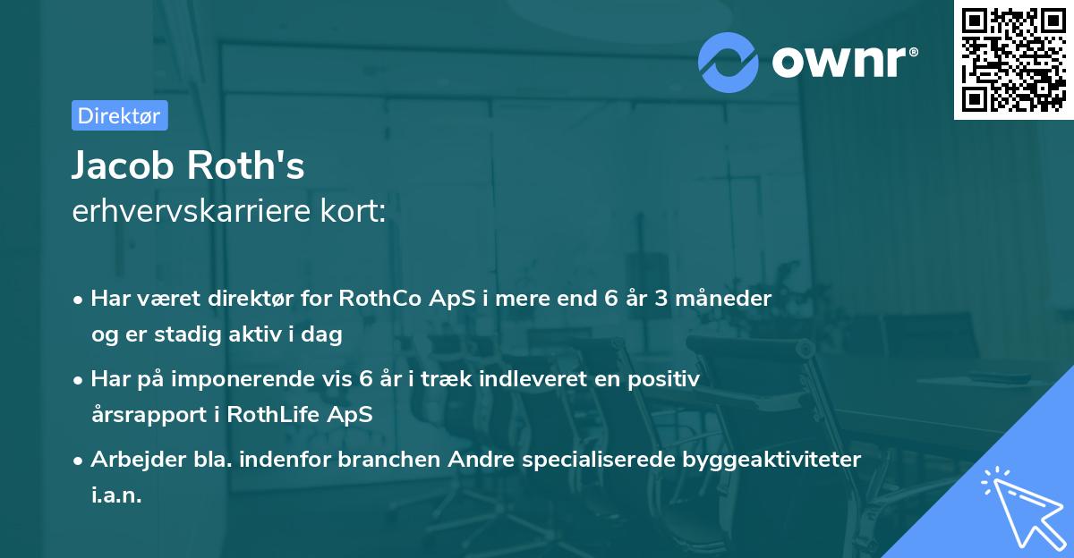 Jacob Roth's erhvervskarriere kort