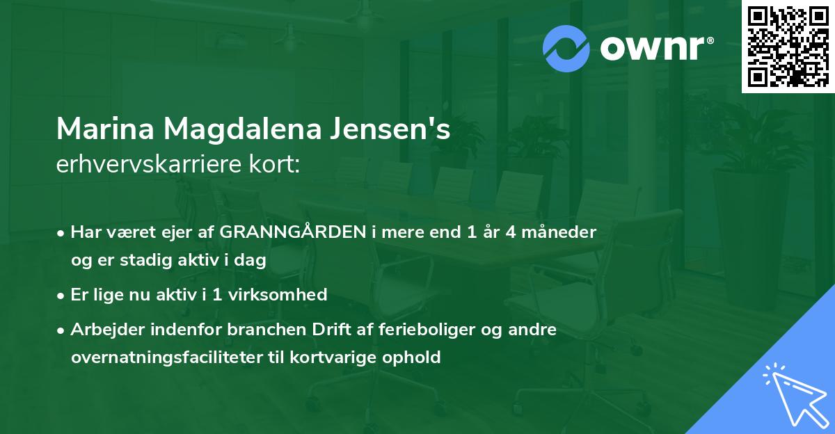 Marina Magdalena Jensen's erhvervskarriere kort