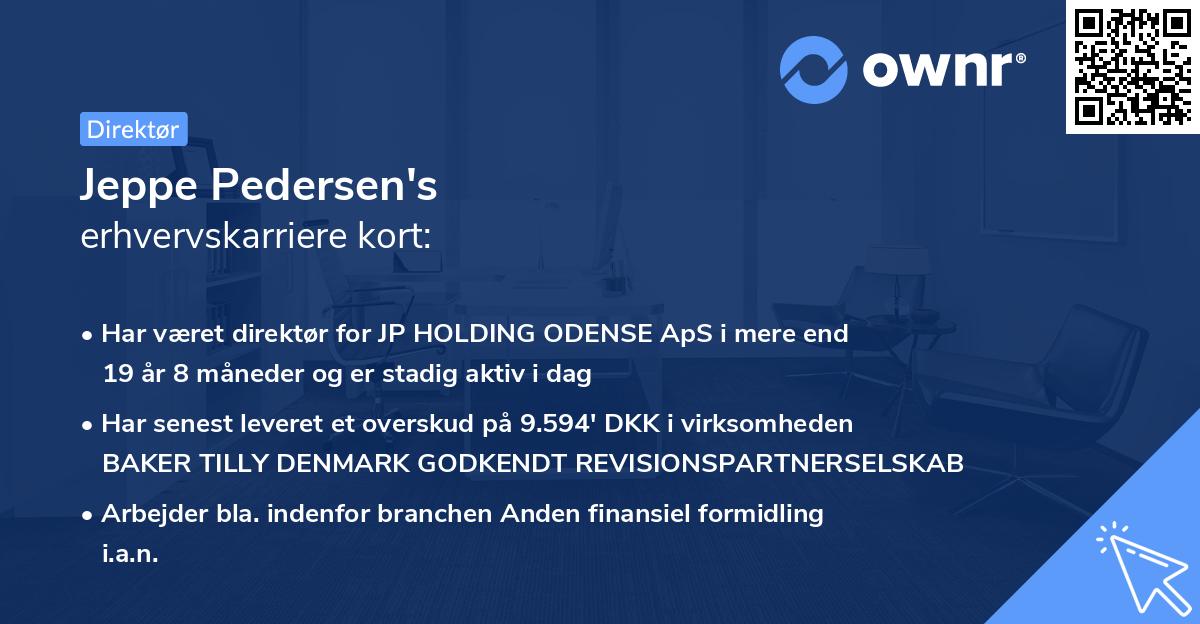 Jeppe Pedersen's erhvervskarriere kort