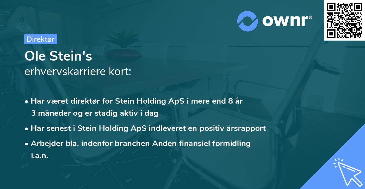 Ole Stein's erhvervskarriere kort