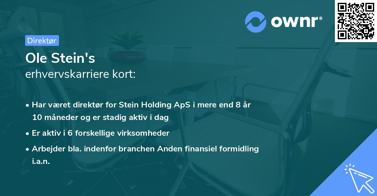 Ole Stein's erhvervskarriere kort