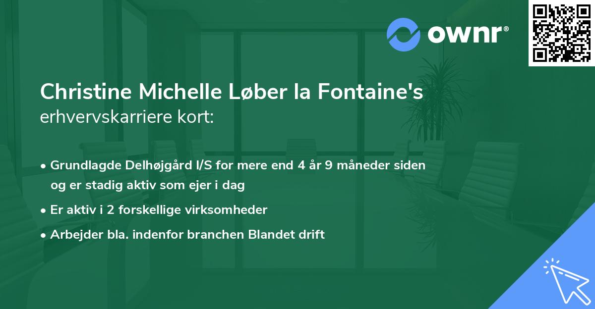 Christine Michelle Løber la Fontaine's erhvervskarriere kort