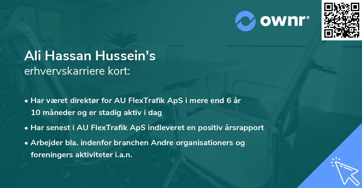 Ali Hassan Hussein's erhvervskarriere kort