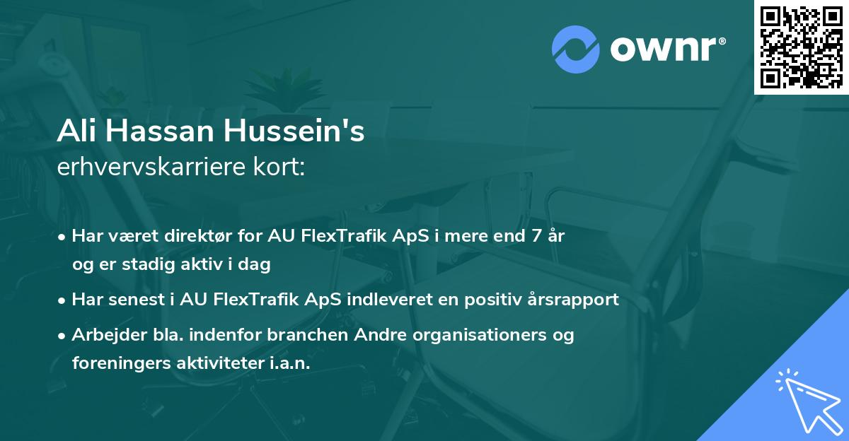 Ali Hassan Hussein's erhvervskarriere kort