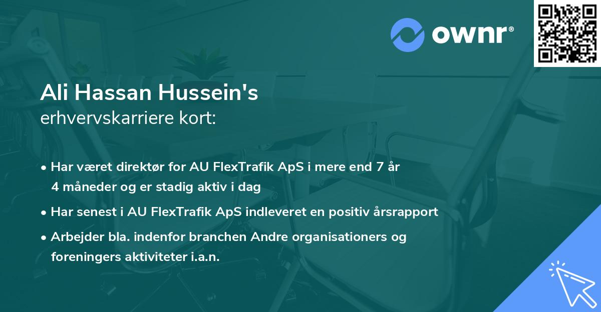 Ali Hassan Hussein's erhvervskarriere kort