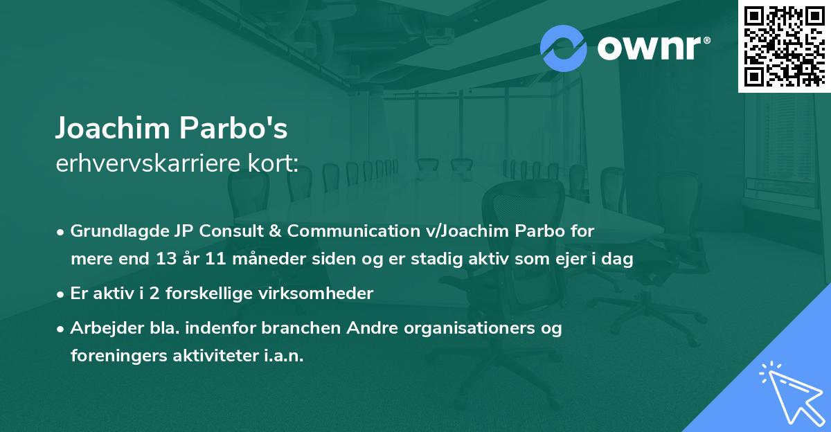 Joachim Parbo's erhvervskarriere kort