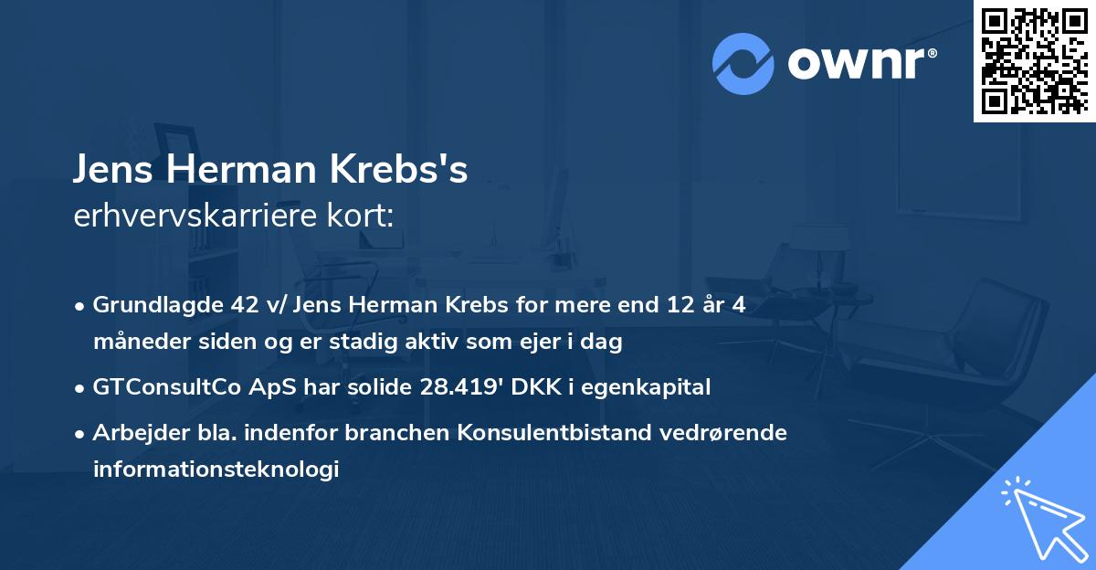 Jens Herman Krebs's erhvervskarriere kort