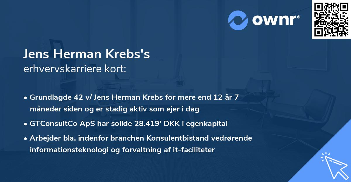 Jens Herman Krebs's erhvervskarriere kort