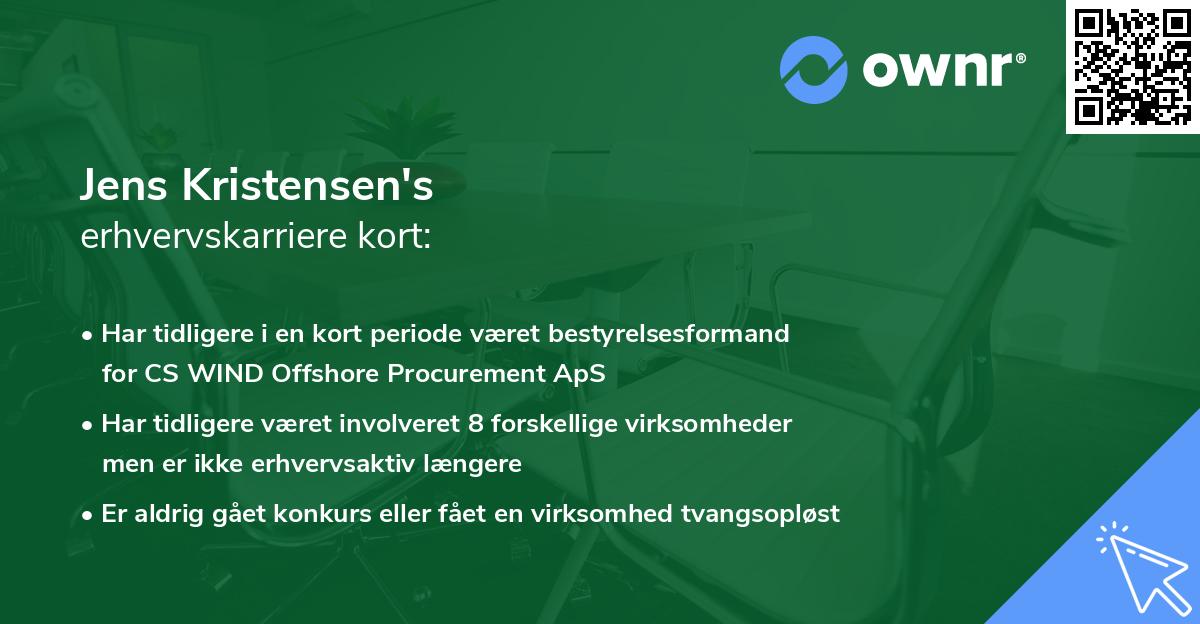 Jens Kristensen's erhvervskarriere kort
