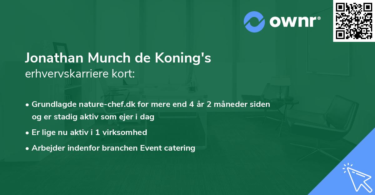 Jonathan Munch de Koning's erhvervskarriere kort