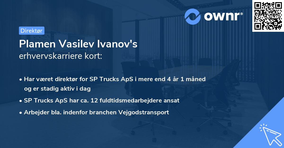 Plamen Vasilev Ivanov's erhvervskarriere kort