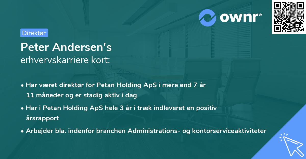 Peter Andersen's erhvervskarriere kort