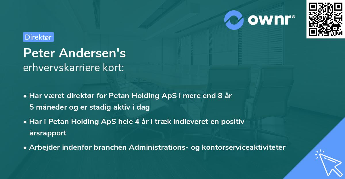 Peter Andersen's erhvervskarriere kort