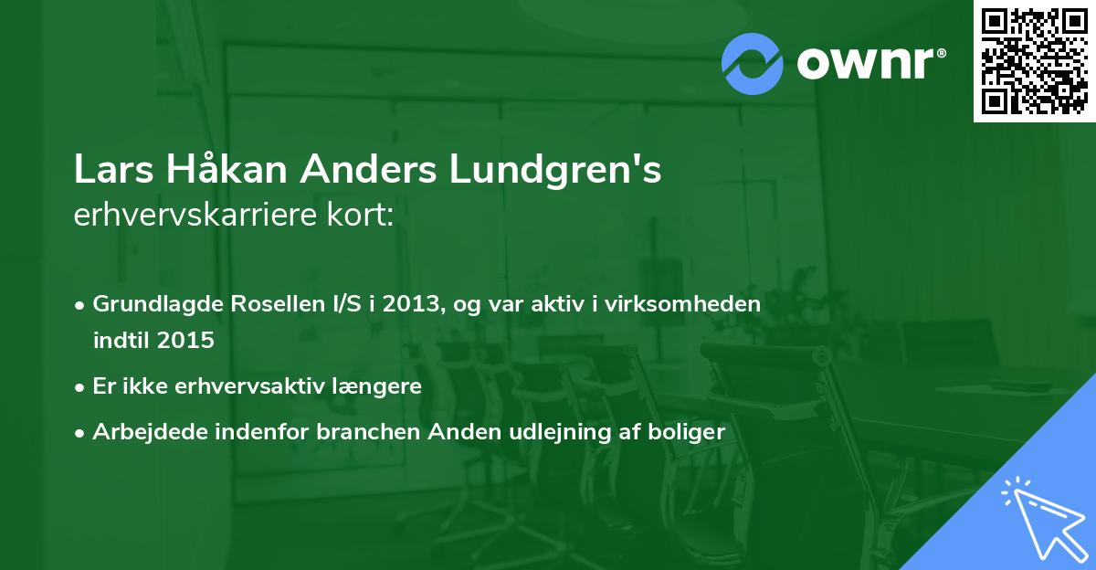Lars Håkan Anders Lundgren's erhvervskarriere kort
