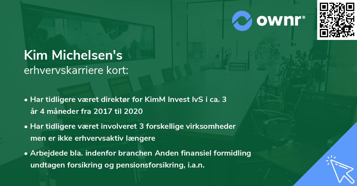 Kim Michelsen's erhvervskarriere kort