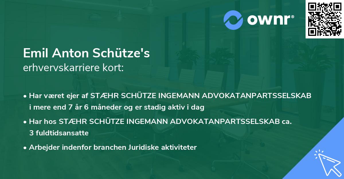 Emil Anton Schütze's erhvervskarriere kort