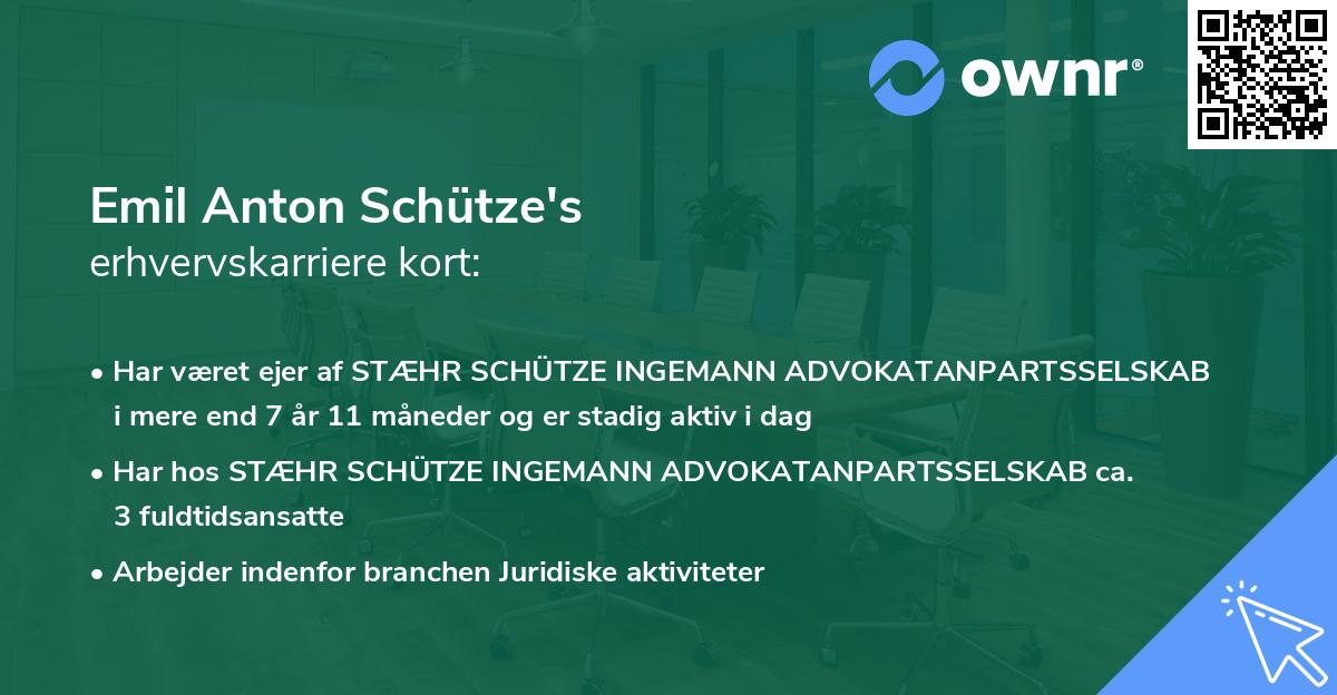 Emil Anton Schütze's erhvervskarriere kort