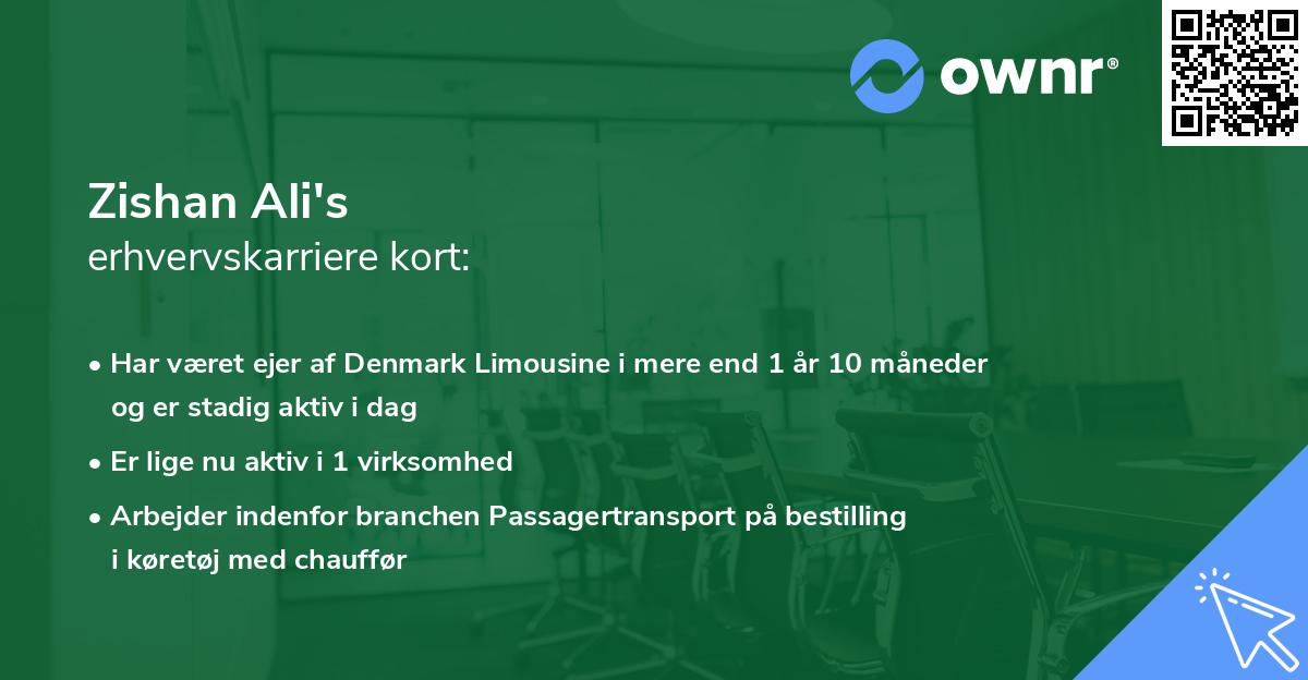 Zishan Ali's erhvervskarriere kort