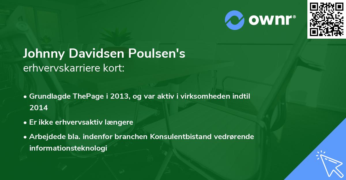 Johnny Davidsen Poulsen's erhvervskarriere kort