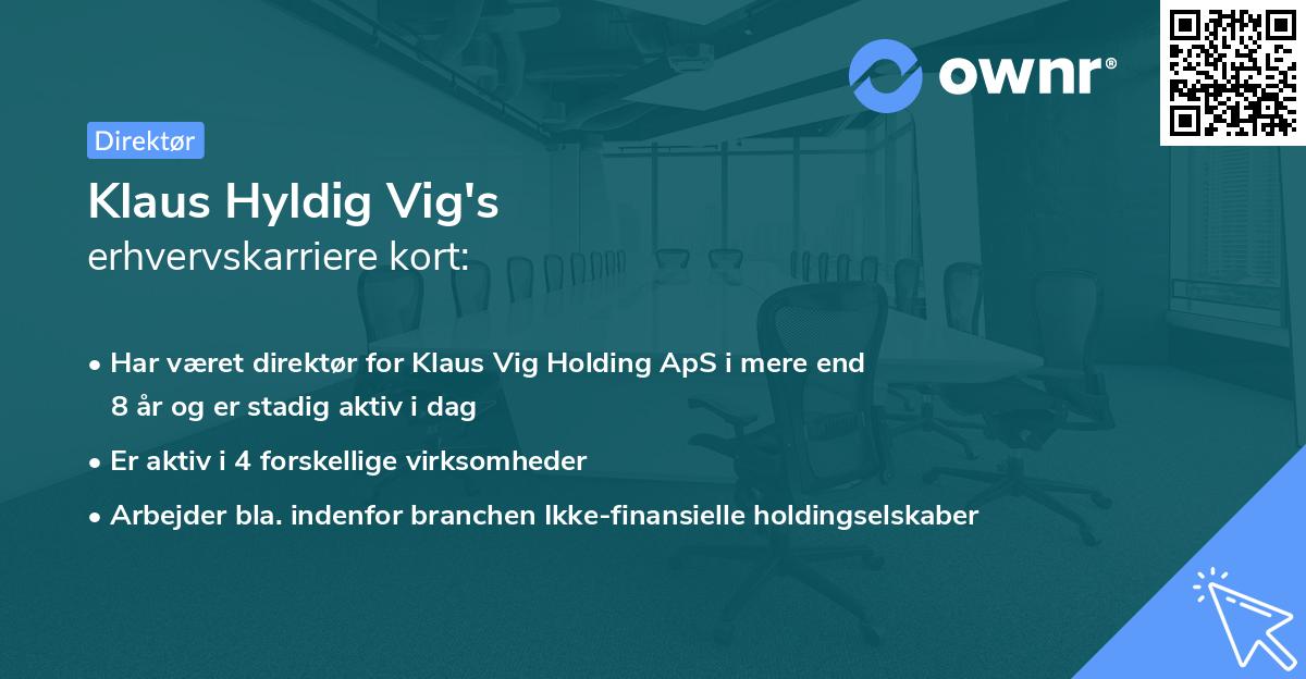 Klaus Hyldig Vig's erhvervskarriere kort