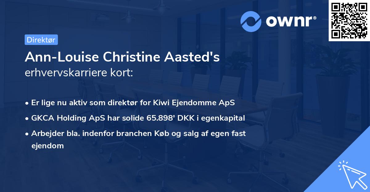 Ann-Louise Christine Aasted's erhvervskarriere kort