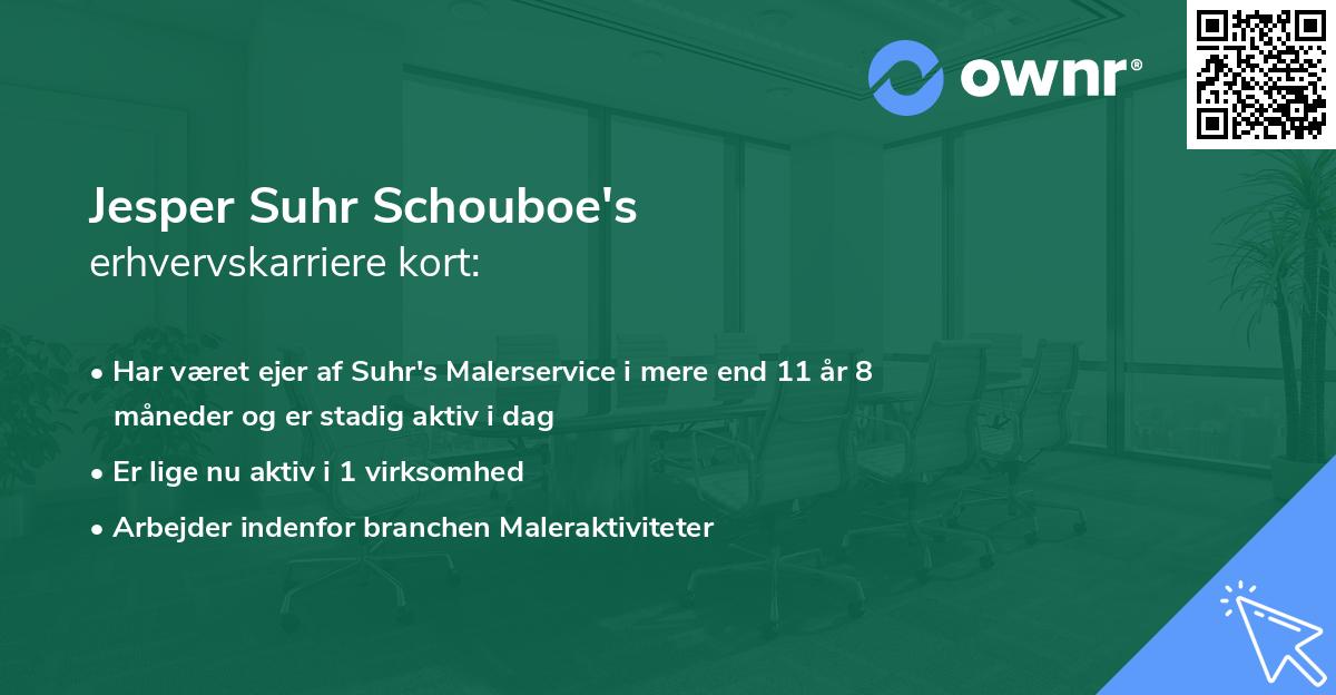 Jesper Suhr Schouboe's erhvervskarriere kort