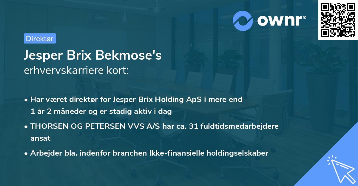 Jesper Brix Bekmose's erhvervskarriere kort
