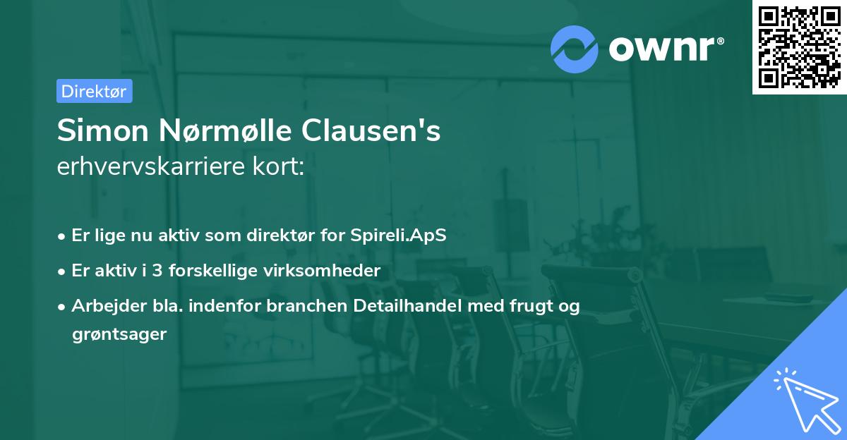 Simon Nørmølle Clausen's erhvervskarriere kort