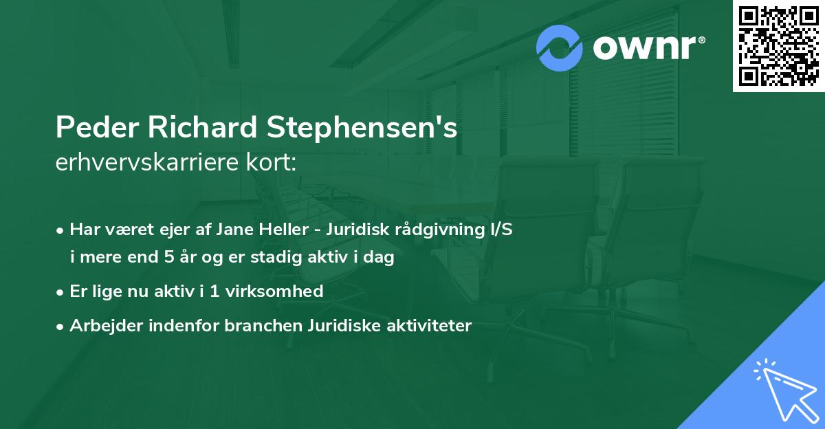 Peder Richard Stephensen's erhvervskarriere kort