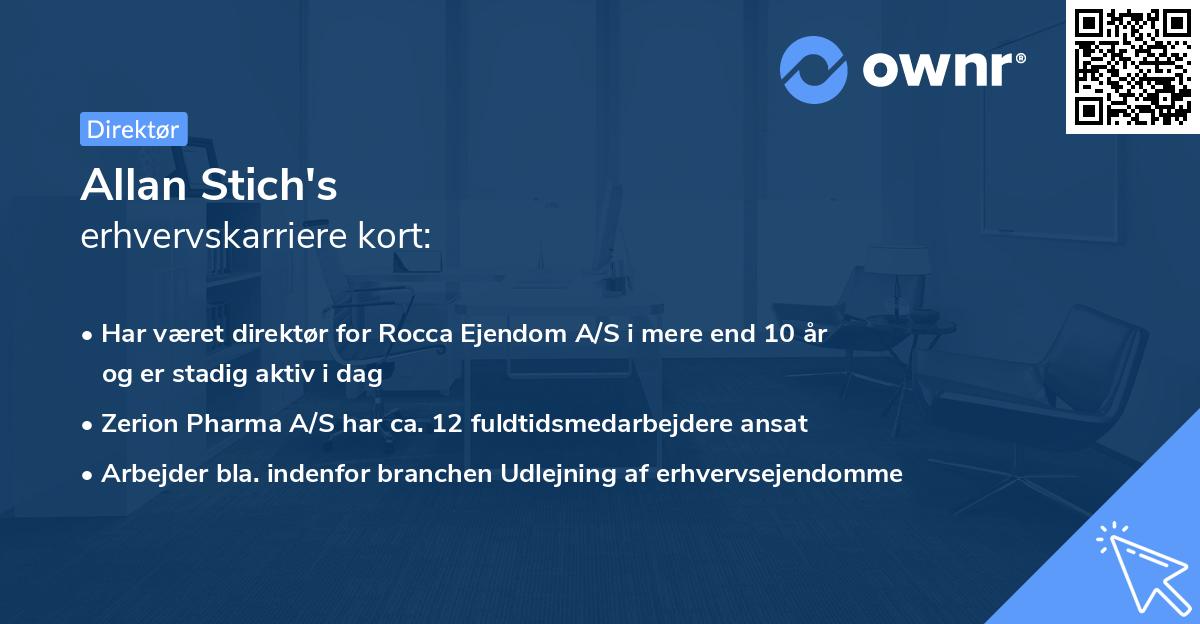 Allan Stich's erhvervskarriere kort