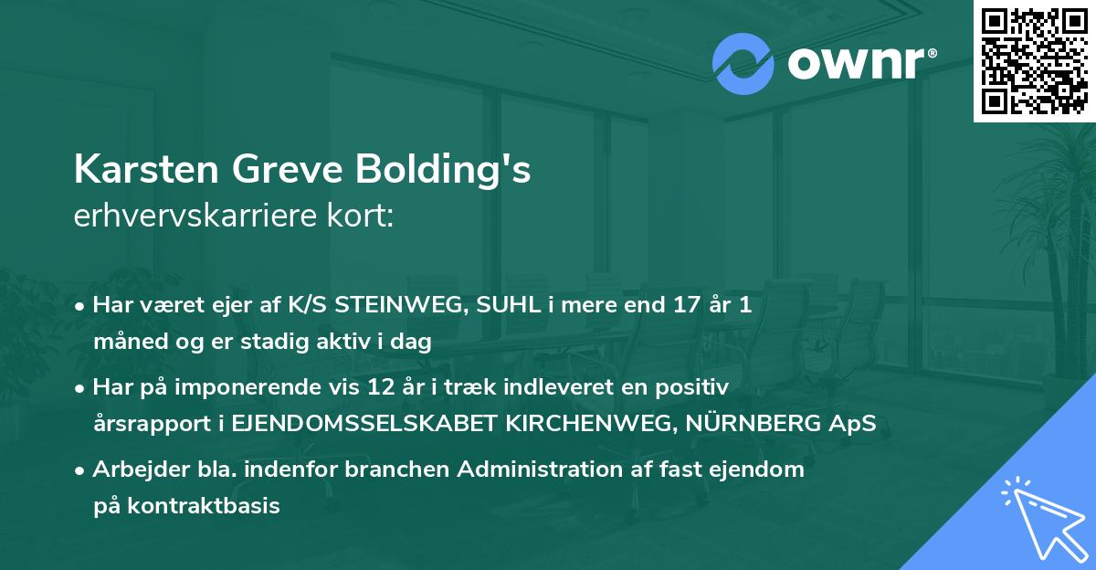 Karsten Greve Bolding's erhvervskarriere kort