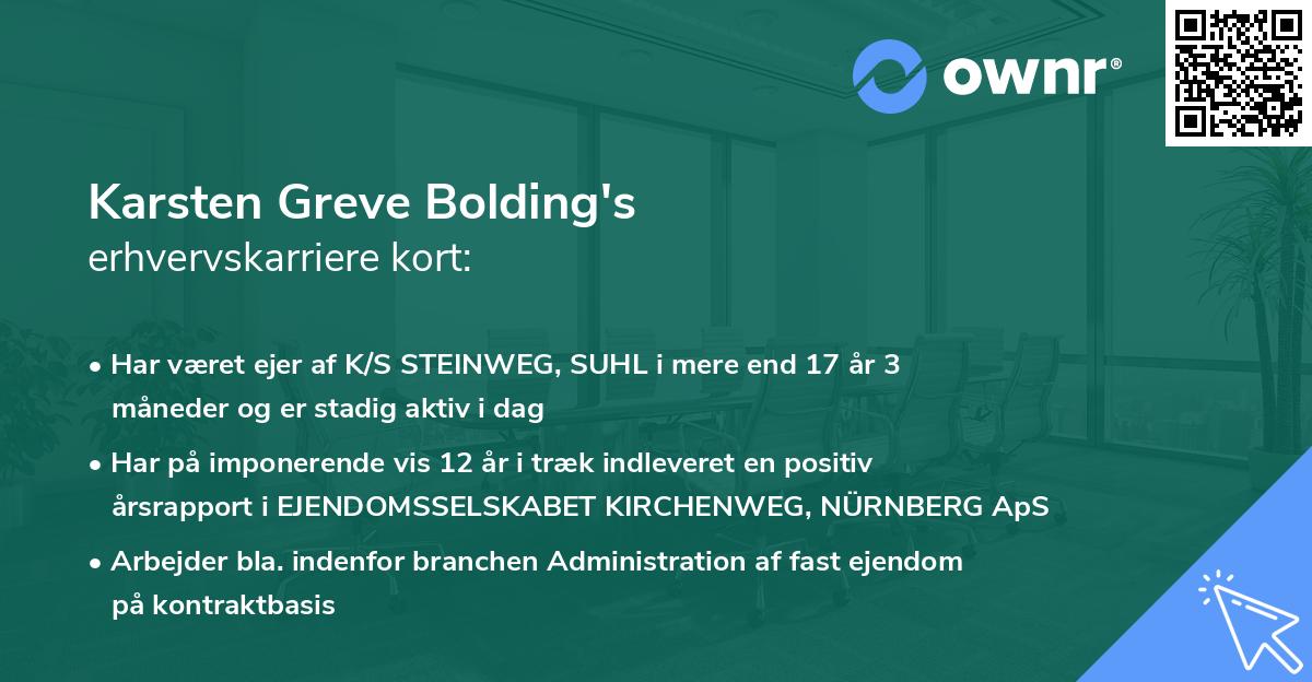 Karsten Greve Bolding's erhvervskarriere kort