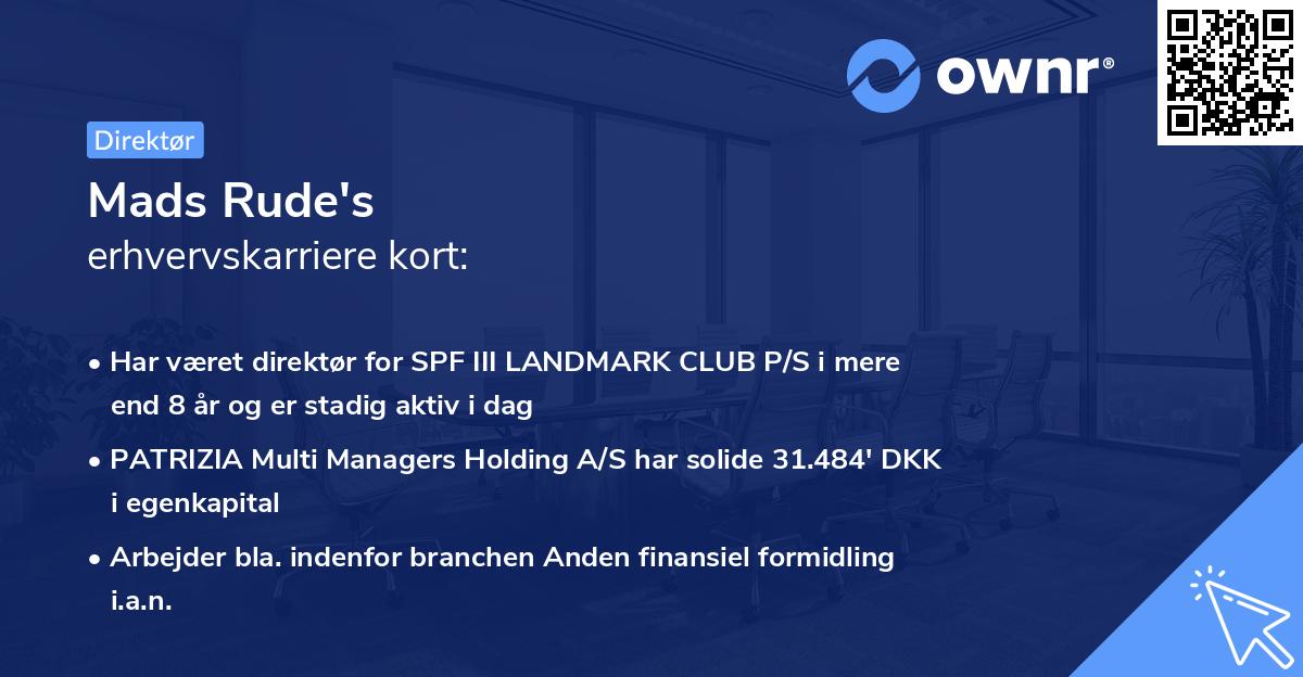 Mads Rude's erhvervskarriere kort