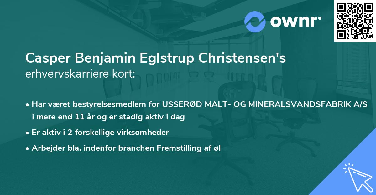Casper Benjamin Eglstrup Christensen's erhvervskarriere kort