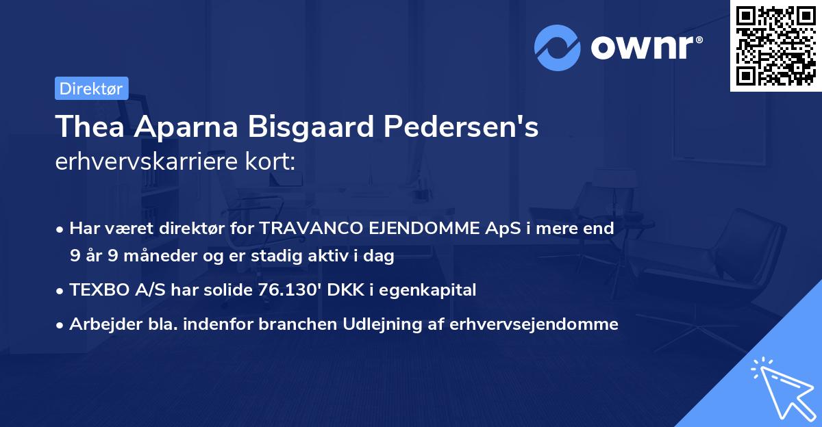 Thea Aparna Bisgaard Pedersen's erhvervskarriere kort