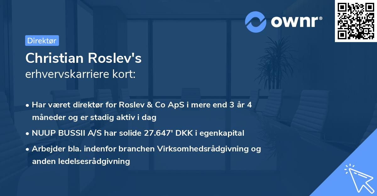 Christian Roslev's erhvervskarriere kort
