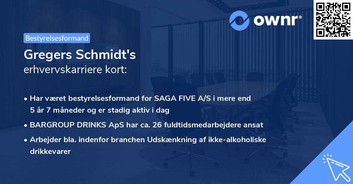 Gregers Schmidt's erhvervskarriere kort