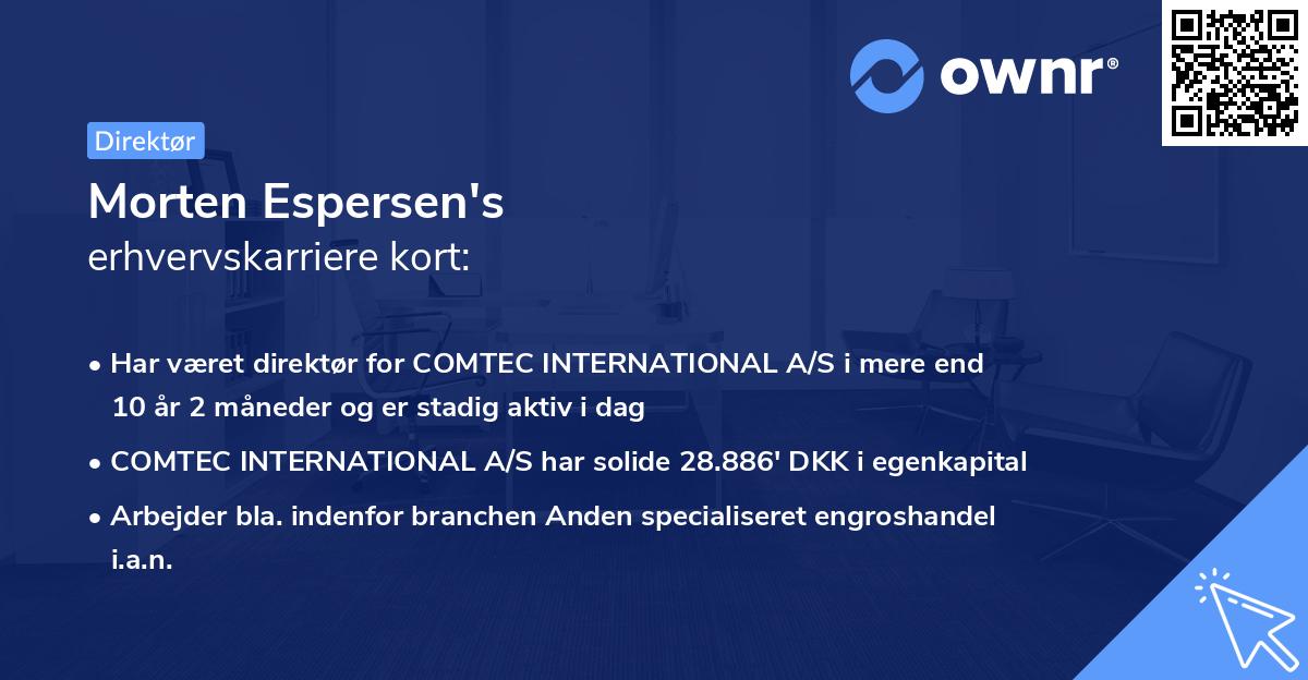 Morten Espersen's erhvervskarriere kort